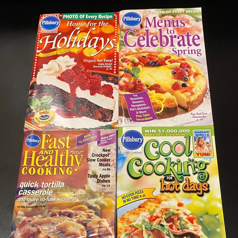 Four vintage Pillsbury cookbook magazines